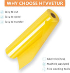 HTVVETUR Yellow HTV Iron on Vinyl 12Inch by 35ft Heat Transfer Vinyl - Image 3
