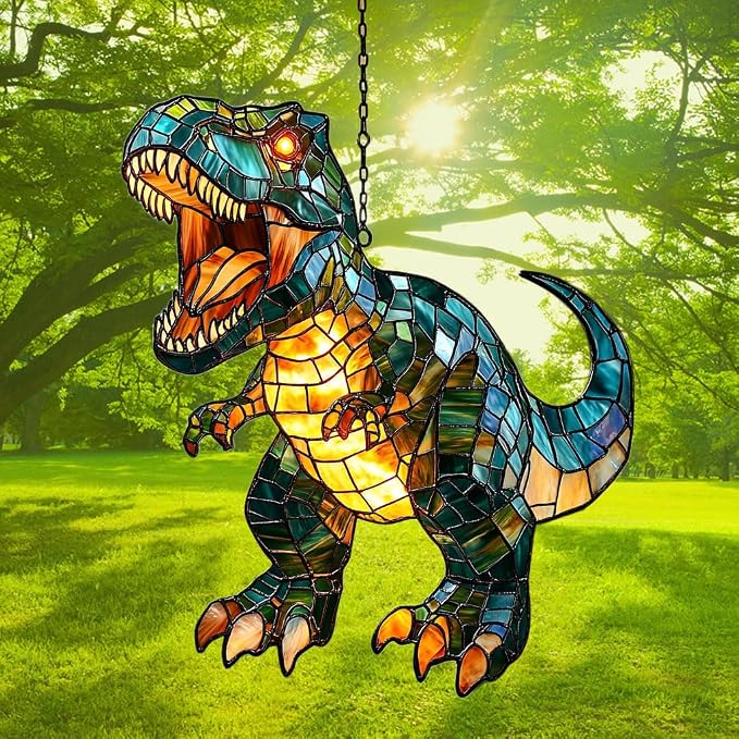 Fierce T-rex Acrylic Suncatcher Stained Glass Effect Window Car Hanging - Image 3