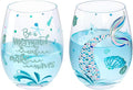 NymphFable Stemless Wine Glasses Hand Painted Mermaid Set of 2 Personalised by NymphFable