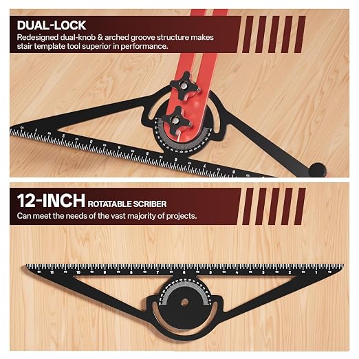 Stair Tread Template Tool, Precision Angle Length Depth Measuring Gauge Tool - Image 5