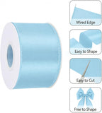 Light Blue 2.5 Inch Continuous 25 Yards Satin Wired Ribbon - Image 3