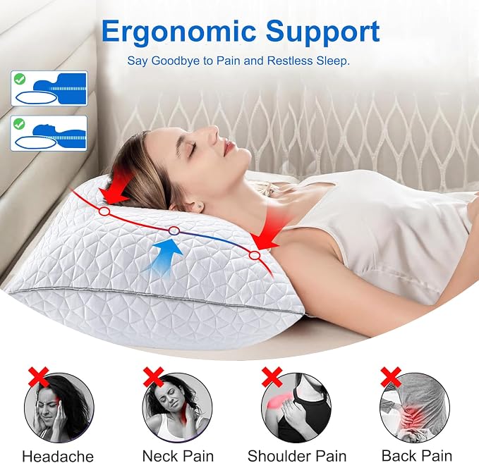 Cooling King Size Pillows Set of 2, Shredded Memory Foam Pillows, Adjustable - Image 4