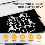 HTVRONT White Glitter HTV Heat Transfer Vinyl - Image 3