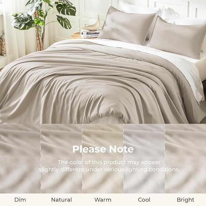 Litanika Oatmeal Comforter King Size, 3 Pieces Lightweight Solid Bedding - Image 8
