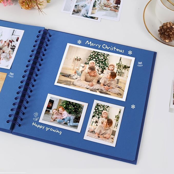 RECUTMS 10x10 Inch Scrapbook 60 Pages DIY Journal Album Kraft Paper Blue | - Image 3