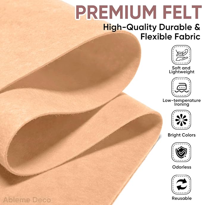 Soft Felt Fabric Sheet 18" x 36", 1.6mm Acrylic Craft Felt, Peach | Soft Thick - Image 2