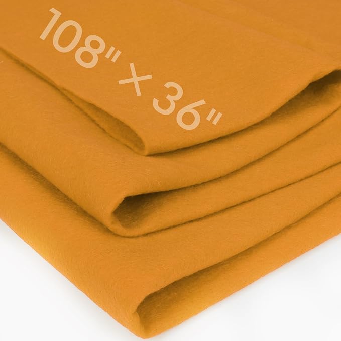 Golden Yellow Felt Fabric Sheet 108" X 36", 1.4mm Thick Large Soft Durable by MITINU