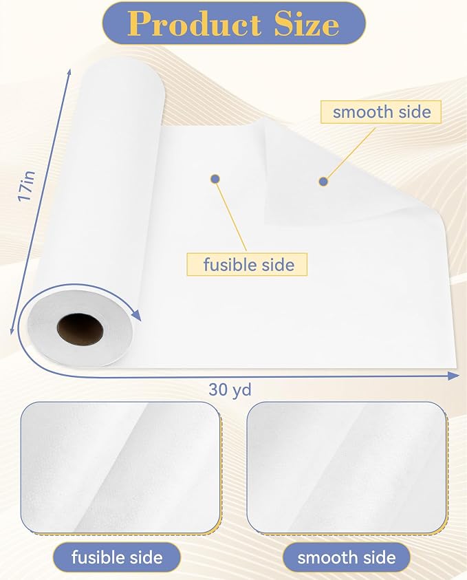 FIVEIZERO Fusible Interfacing for Sewing, 17in x 30yd Medium Weight Iron on - Image 2