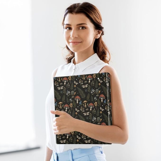 Mushroom Round Ring Binders 1.5 Inch Leaves Flower Berry Daisy 3 Ring Clipboard - Image 5