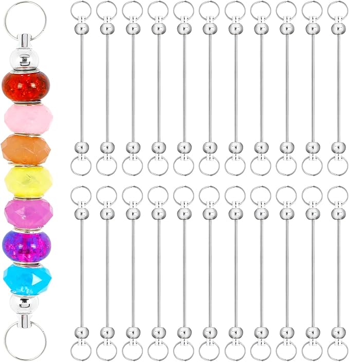 Goufaju 20pcs Beadable Keychain Bars, Blank Detachable Metal Keychain by Goufaju