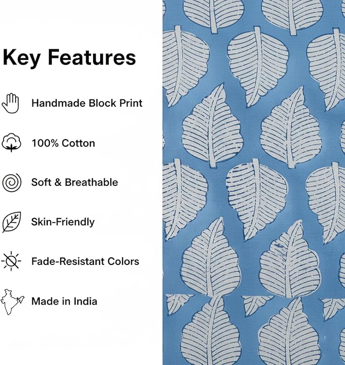 E-Tailor® Hand-Block Printed Pre-Cut Cotton Fabric Ideal - Image 3
