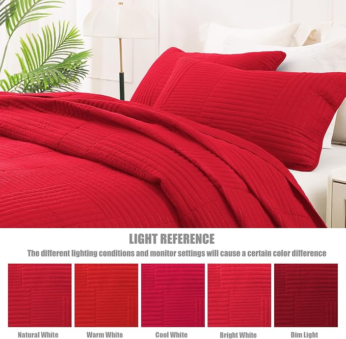 Whale Flotilla Ultra Soft Twin Quilt Bedding Set, Lightweight Microfiber Red - Image 5