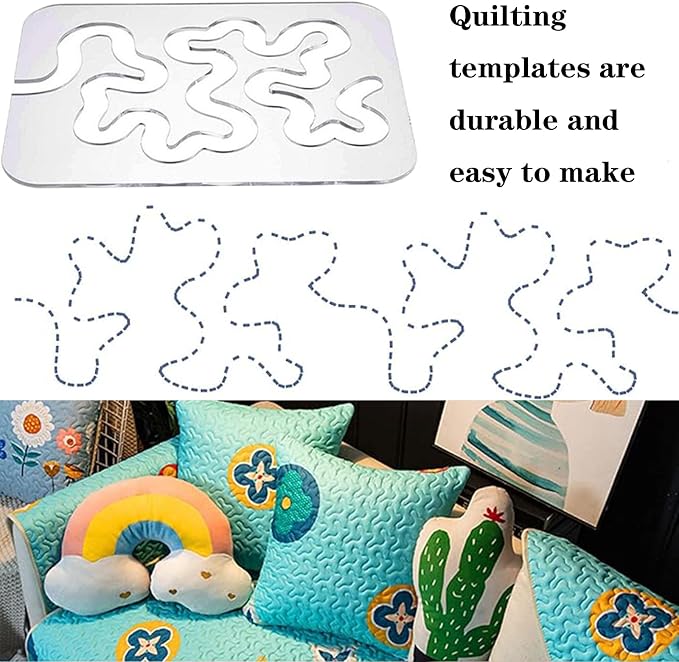 Henmany Free Motion Quilting Templates: Acrylic Quilting Ruler Set Beginner | - Image 2