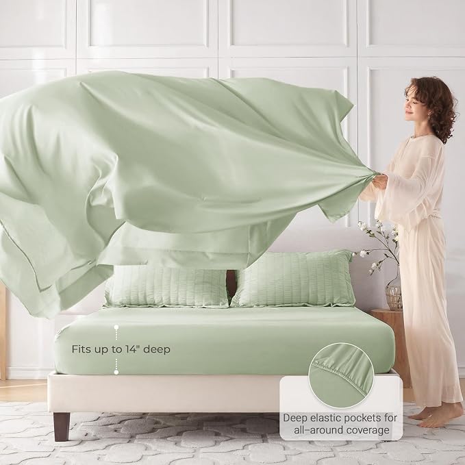 MUXHOMO 7 Pieces King Comforter Set, Seersucker Bed in a Bag King Size - Image 3