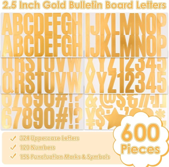 Gold Letter Stickers 2.5”, Bulletin Board, Scrapbooking, Classroom Décor - Image 3