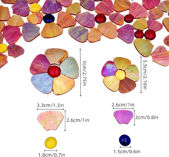 Esweny 12 Flower Stained Glass Mosaic Tiles - Image 4