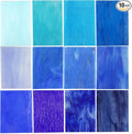 Lanyani（10 Sheets）Blue Variety Stained Glass Sheets 4 x 6 inch Opal Art Glass by LanyaniArtGlassMosaics