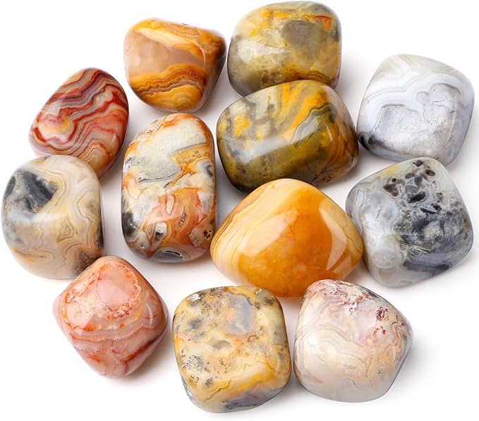 DUQGUHO Crazy Lace Agate Crystals Healing Crystal Stones Set Natural Crystals by DUQGUHO