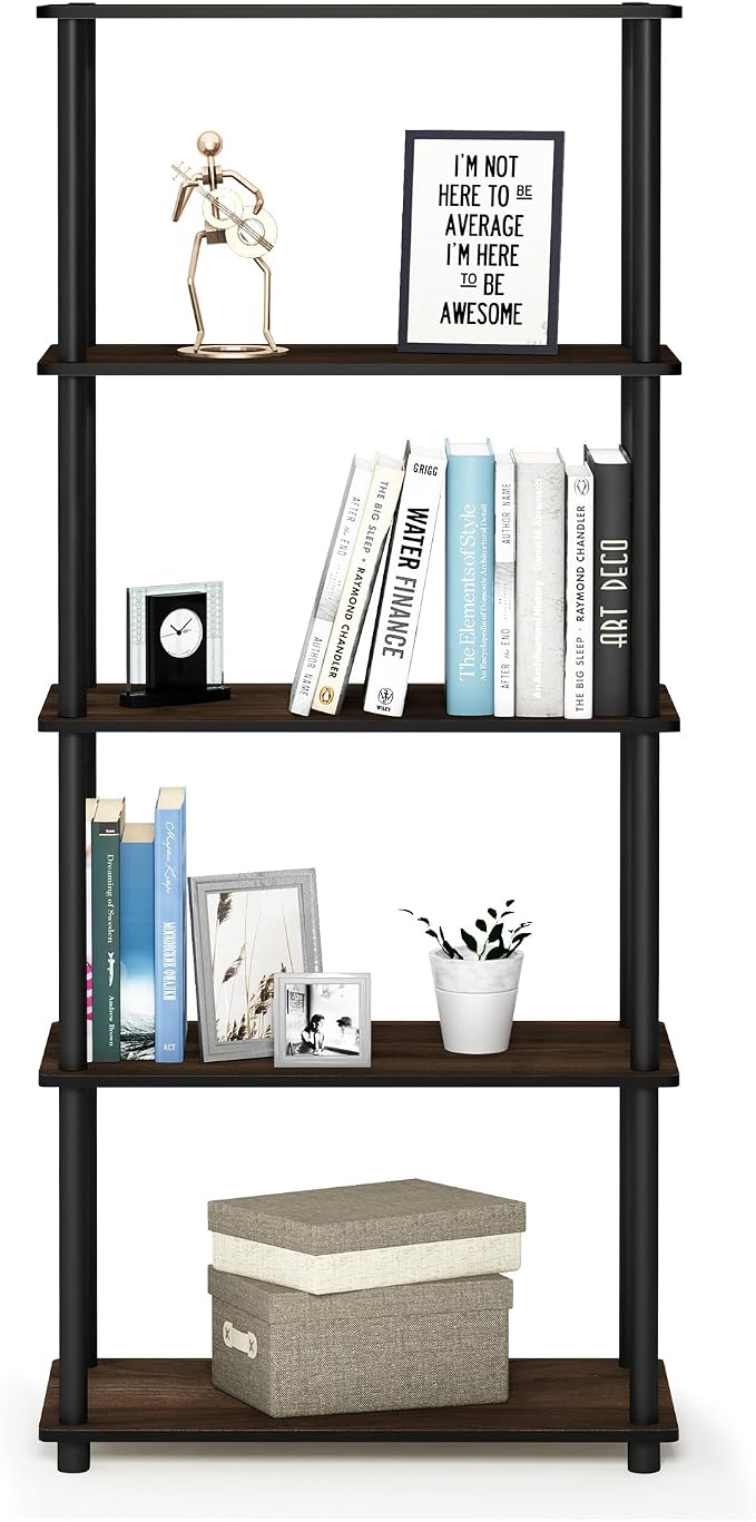 Furinno TURN-N-TUBE Storage Shelves, 5-Tier Book Shelf, Corner Shelf, Toolless - Image 5