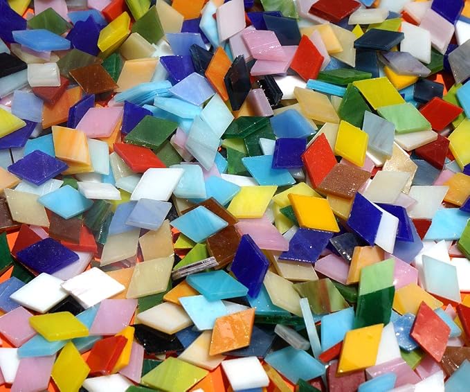 Lanyani Diamond Glass Mosaic Tiles Pieces Stained Glass by LanyaniArtGlassMosaics