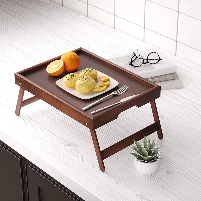 Fibogollo 4 Pack Bamboo Bed Tray Table - Image 6