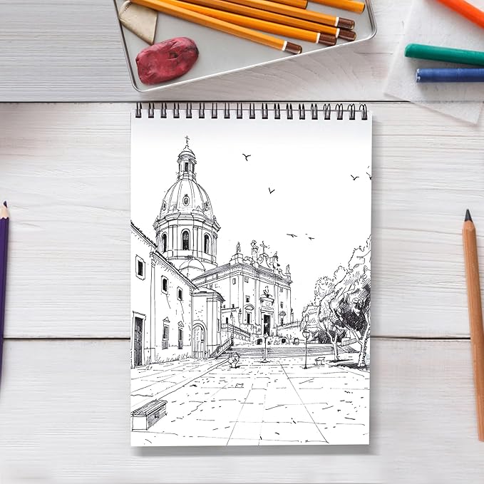 Crehatos 9" x 12" Sketch Book, Top Spiral Bound Sketch Pad, 100 Sheets - Image 6