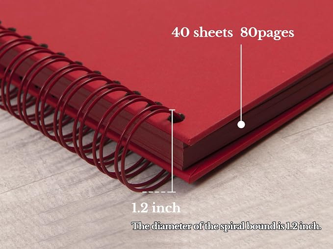 potricher 10 x 10 Inch DIY Scrapbook Photo Album 80 Pages Thick Kraft Blank Red - Image 4