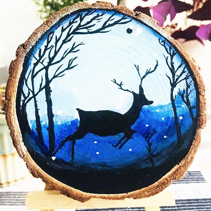 SENMUT Wood Slices 30 Pcs 3.1-3.6inch Natural Rounds Unfinished Wooden Circles - Image 7