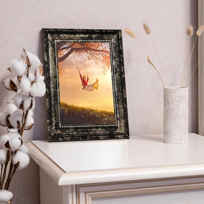 5x5 Picture Frame with Real Glass, 4 set Ornate Vintage Picture Frames - Image 4