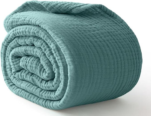 100% Cotton Muslin Blanket King 108" x 90", 6 Layers Breathable and Lightweight by Kozyhvn