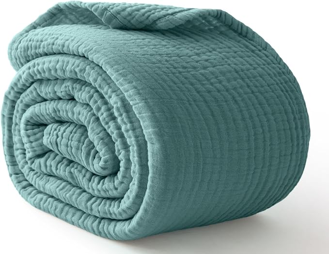 100% Cotton Muslin Blanket 50" x 60", Breathable and Lightweight Cotton Throw by Kozyhvn