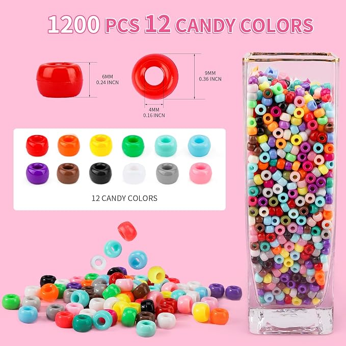 1200+pcs Pony Beads 9mm Kandi Beads - Image 2