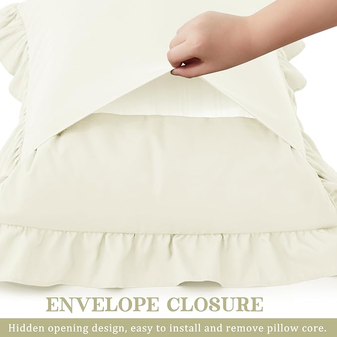 KKJIAF Ruffle Pillow Cases King Size Set of 2, Ruffled Pillow Covers - Image 5