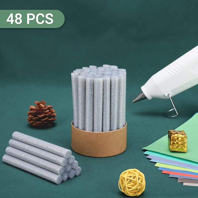 Glitter Silver Hot Glue Sticks, Manarty 48 PCS Full Size 0.43" Dia x 4" Long - Image 7