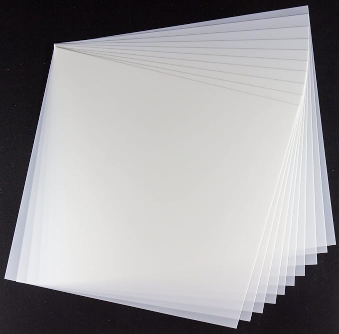7.5mil Blank Mylar Sheets, 12X12 inch Milky Translucent PET Blank Stencils by neglex