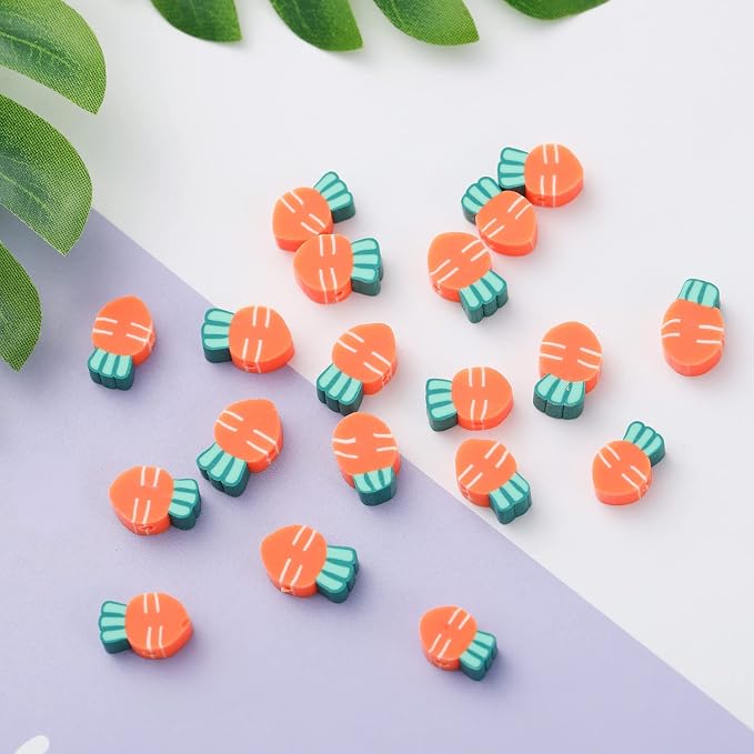100pcs Carrot Polymer Clay 10mm Spacer Beads - Image 3