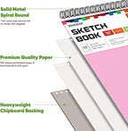 Sketchbook for Girls 9x12, 2 Pack Cute Pink Sketch Book for Teen Girls | 200 - Image 3