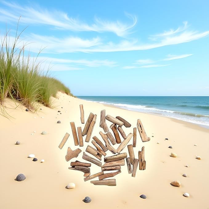 20 Pcs Natural Driftwood Pieces Branch Slices Craft Sticks Beach Decor - Image 2