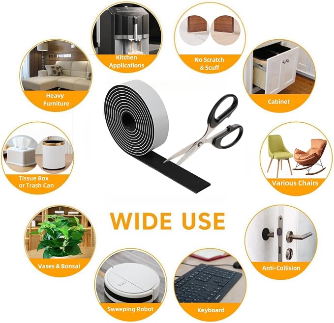 Felt Strips with Adhesive Backing – Furnigear Heavy Duty Cuttable Felt Tape - Image 6