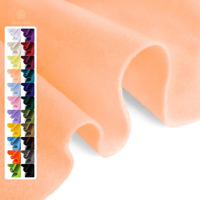 Cream Blush Soft Felt Fabric Sheet 36" x 36", 1.6mm Thick, Premium Craft Felt by Grainear