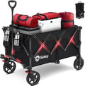 Sekey Collapsible Foldable Wagon with 330lbs Weight Capacity, Heavy Duty Folding Wagon Cart with Big All-Terrain Wheels & Drink Holders. Black