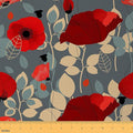 Poppy Flower Upholstery Fabric by The Yard, Garden Floral Bltanical Outdoor by Feelyou