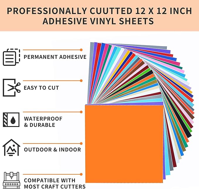 IModeur 65 Pack Matte Permanent Vinyl Vinyl Sheets - Image 4