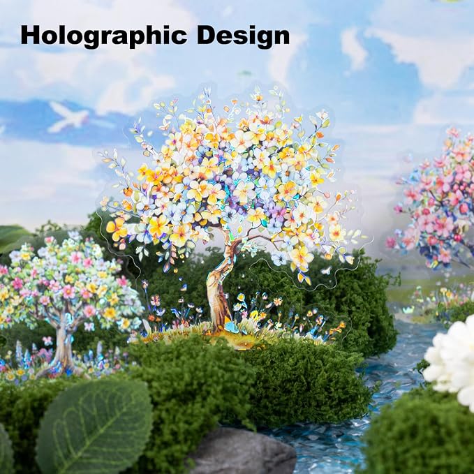 60 Pcs Holographic Floral Tree PET Stickers - Image 3