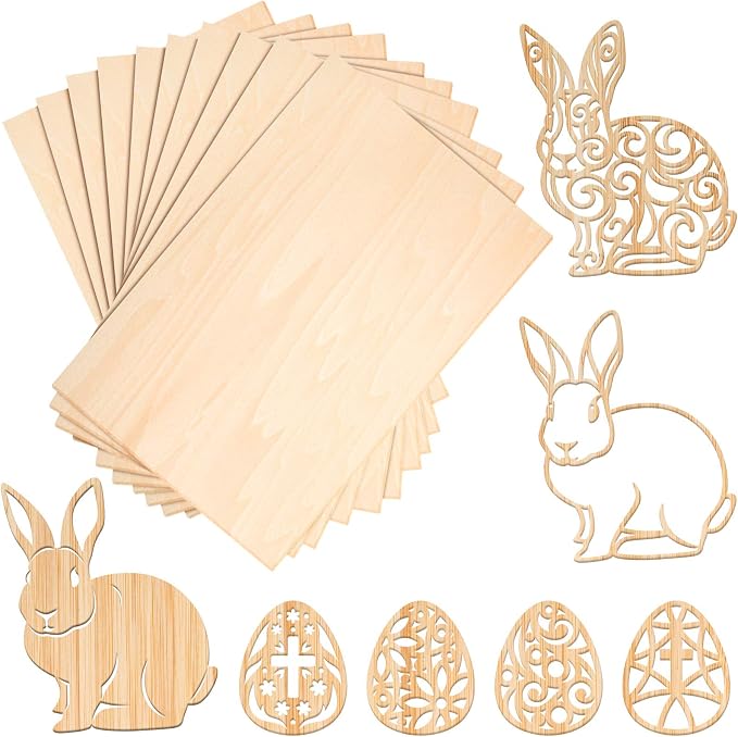 Blulu 10 Pack Basswood Sheets 8 x 4 x 1/16 Inch Thin Plywood Board Sheets by Blulu