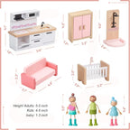 Giant bean 36pcs Wooden Dollhouse Furniture Set - Image 7
