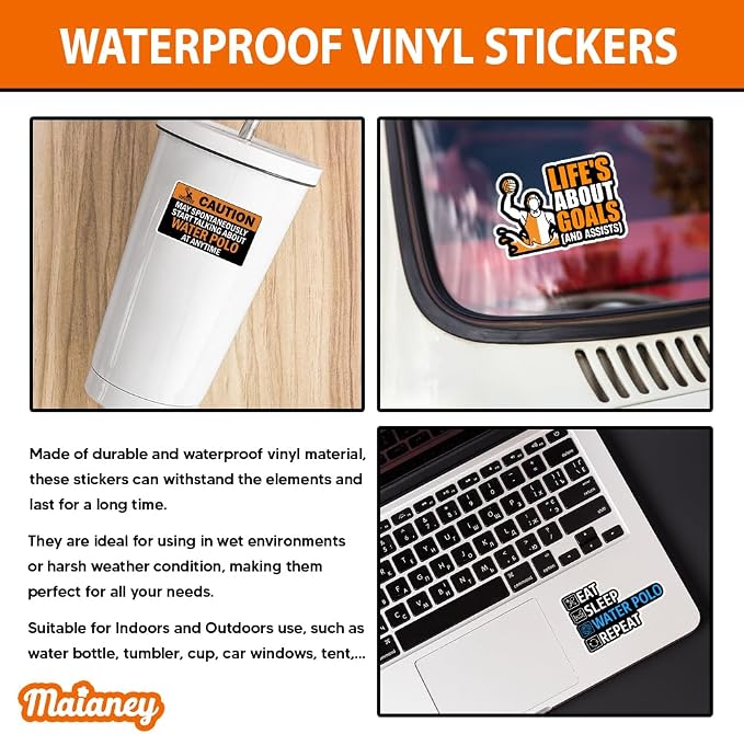 MAIANEY Water Polo Sticker Pack 12pcs – Funny Water Polo Stickers - Image 3