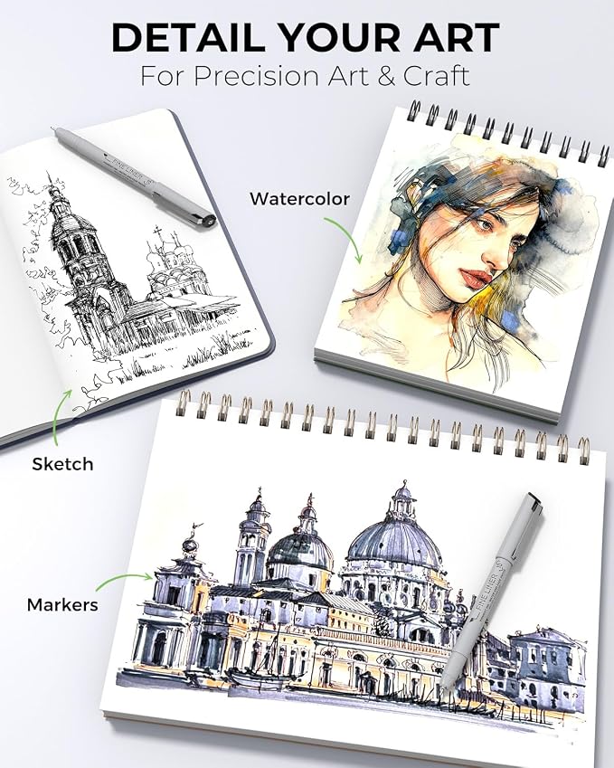 JusArt Fineliner Pens, 0.25mm Ultra Fine Point Pens 01, No Bleed, Waterproof - Image 8