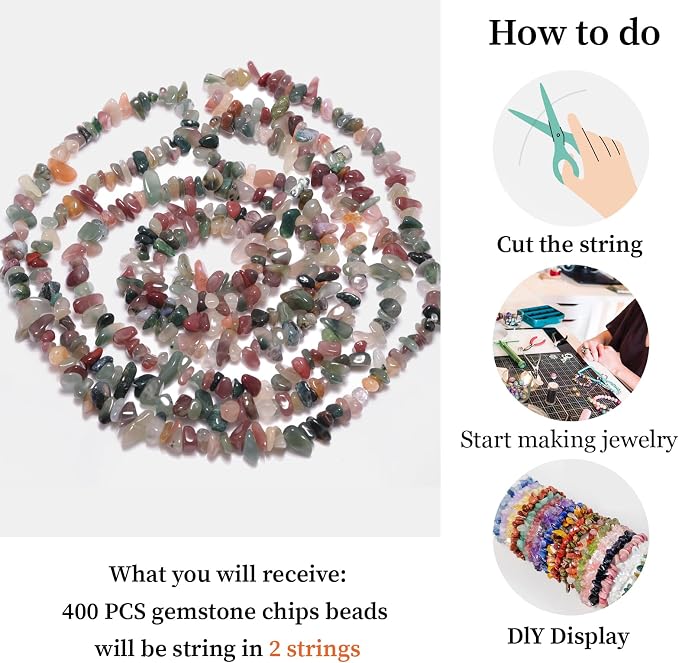 400pcs Natural Chip Stone Beads - Image 9