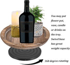 Hanobe Wooden Lazy Susan for Table Centerpiece, Round Serving Tray, 11.2" | - Image 5